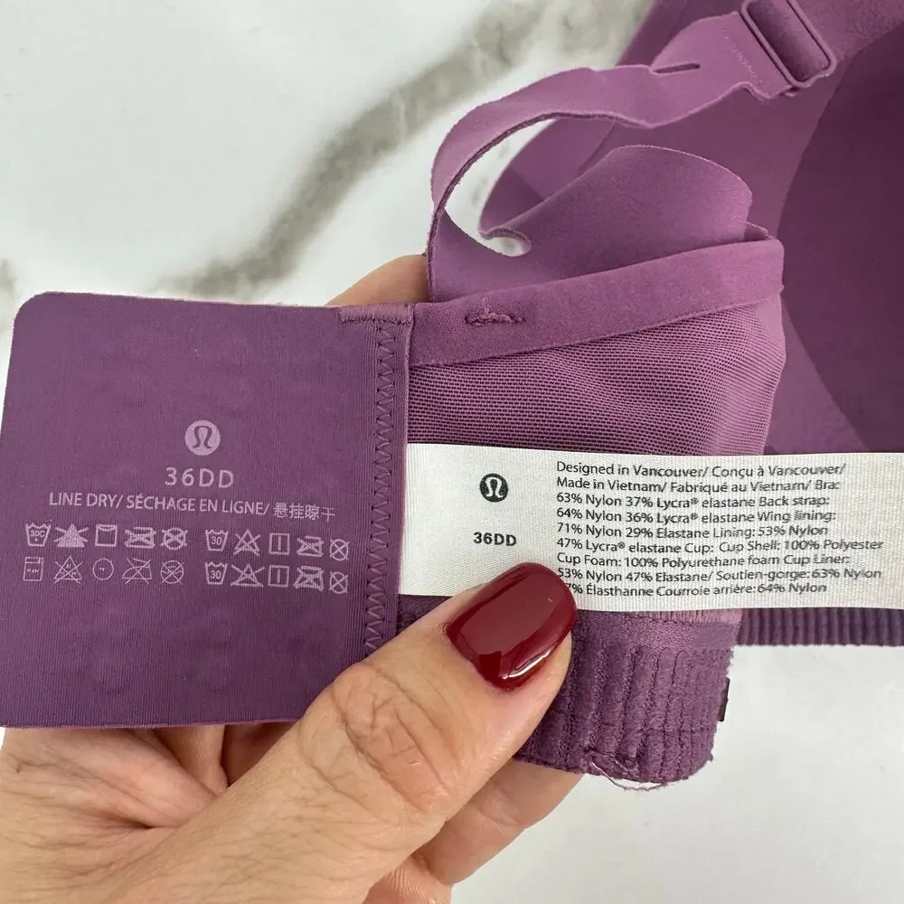 Lululemon Air Support Bra Womens Solid Purple Crossback Adjustable 36DD